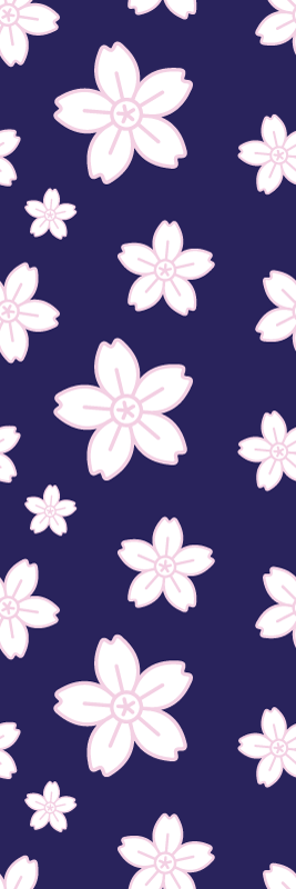 寝室 ビニールマット ヴィンテージ梅の花柄青背景 - TENSTICKERS