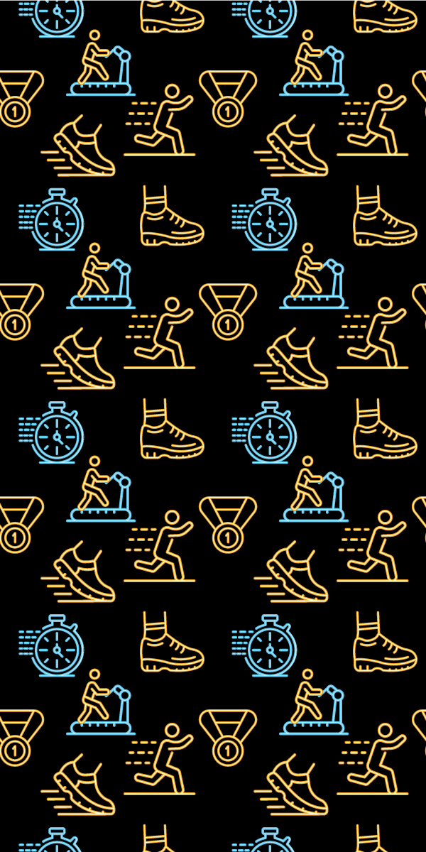 寝室 ビニールマット 黒背景のネオンカラーのアイコンが走る - TENSTICKERS