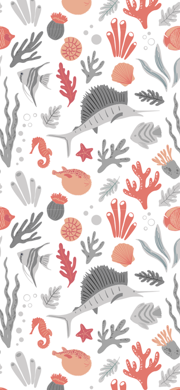寝室 ビニールマット 海の生き物のイラスト - TENSTICKERS