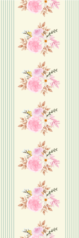 寝室 ビニールマット フレンチプロヴァンスストライプ花柄 - TENSTICKERS