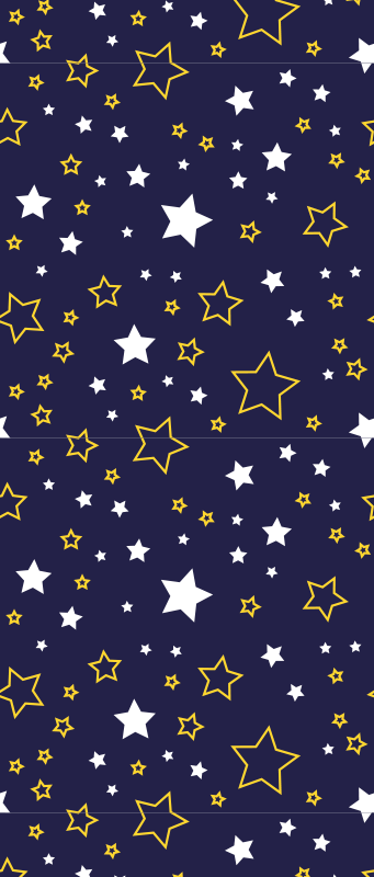 寝室 ビニールマット 星空の白と黄色の星 - TENSTICKERS