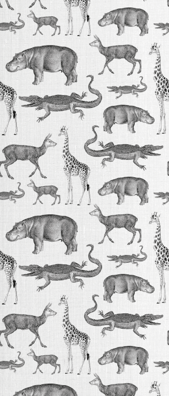 寝室 ビニールマット サファリ動物と木のボーダー - TENSTICKERS