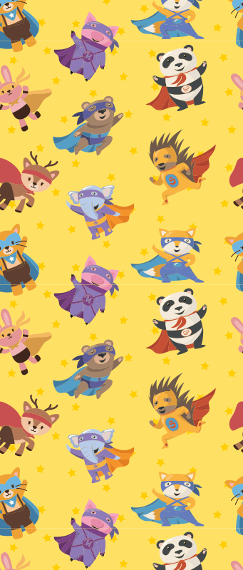 寝室 ビニールマット ヒーローペット柄イエロー - TENSTICKERS