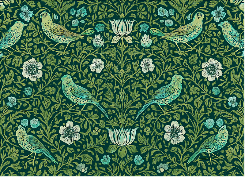 寝室 ビニールマット ornamental floral & bird - TENSTICKERS