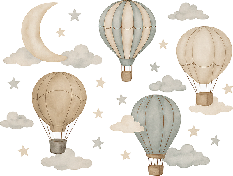寝室 ビニールマット 星空のバルーン - TENSTICKERS