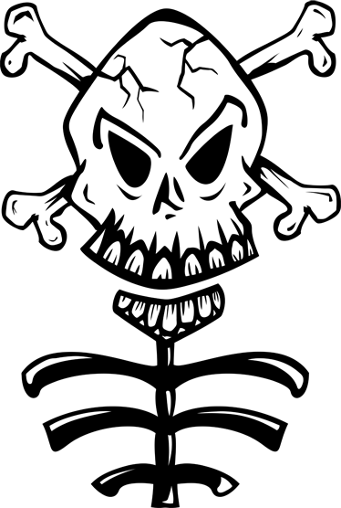 寝室 ビニールマット スカルと木のデコレーション - TENSTICKERS