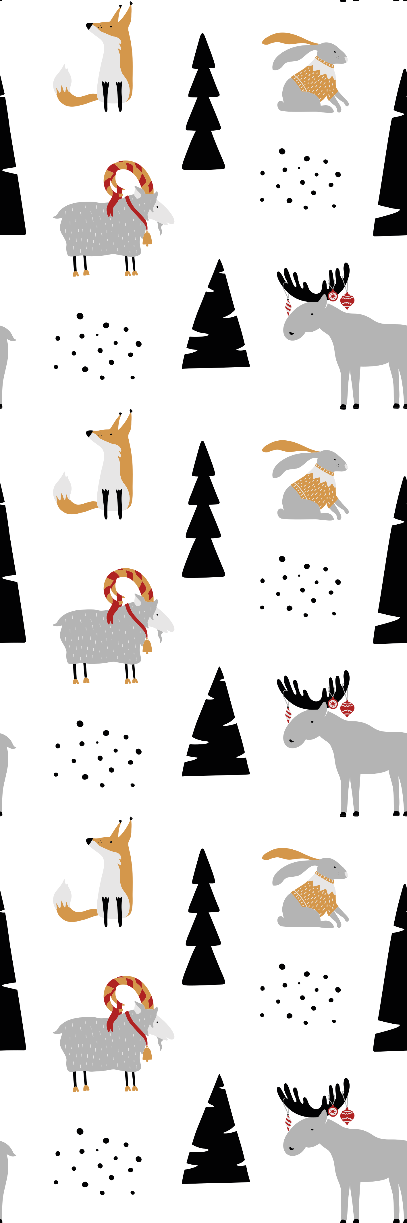 寝室 ビニールマット 冬の動物柄 - TENSTICKERS
