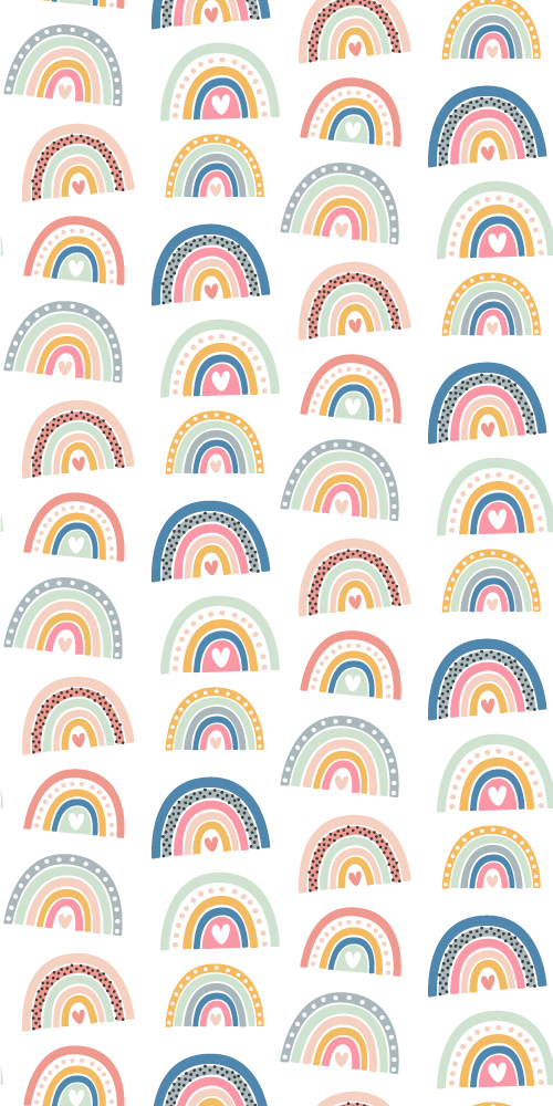 寝室 ビニールマット カラフルなミニマルレインボーパターン - TENSTICKERS