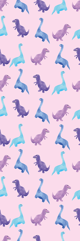 寝室 ビニールマット 背景にピンクの恐竜 - TENSTICKERS