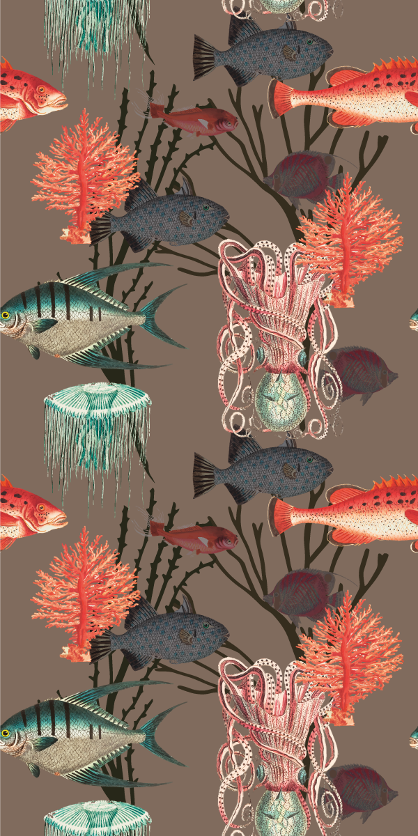 寝室 ビニールマット サンゴの水中生物 - TENSTICKERS