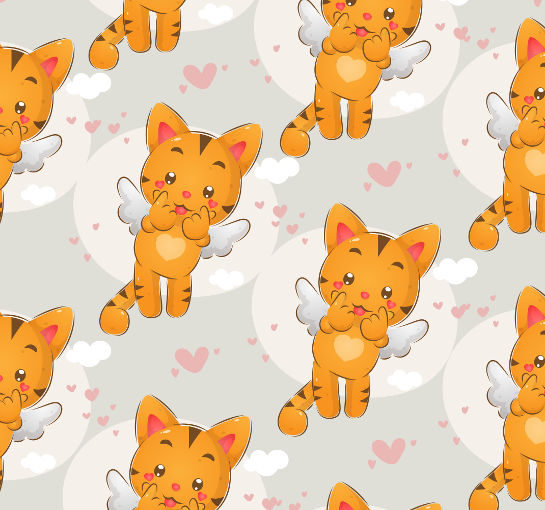 寝室 ビニールマット 可愛い子猫が飛び回る - TENSTICKERS
