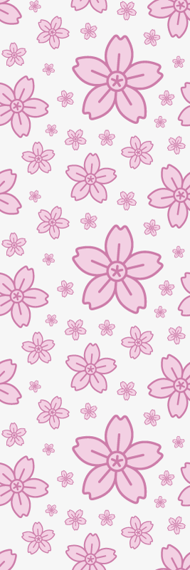 寝室 ビニールマット 白地にピンクのかわいい小花 - TENSTICKERS