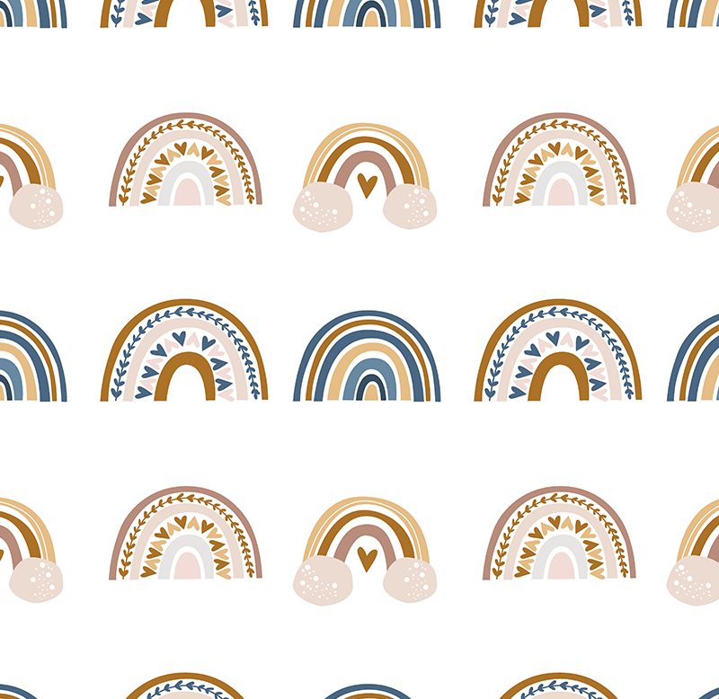 寝室 ビニールマット 手描きの秋の虹のパターン - TENSTICKERS