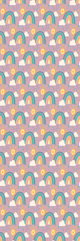 寝室 ビニールマット 太陽と虹のかわいい模様 - TENSTICKERS