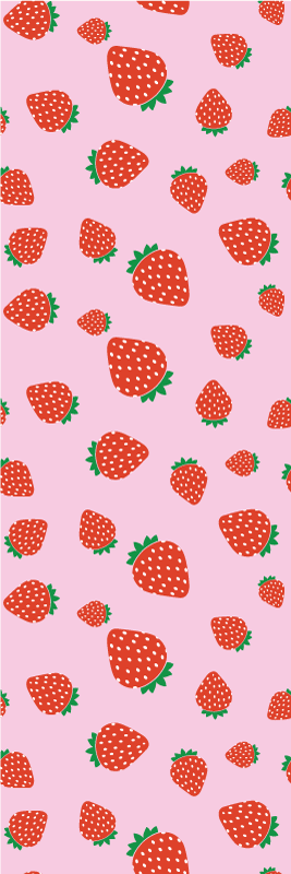 寝室 ビニールマット ピンク背景のいちご柄 - TENSTICKERS