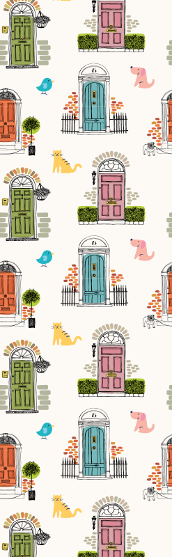 寝室 ビニールマット 動物と建物のシンボル - TENSTICKERS