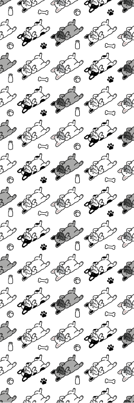 寝室 ビニールマット 黒と灰色の犬の模様 - TENSTICKERS