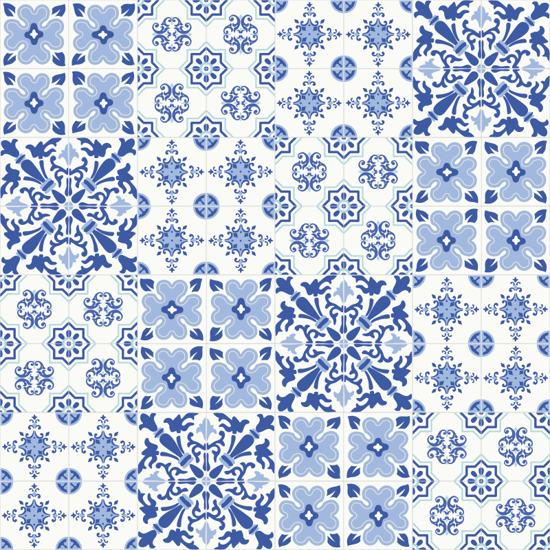 見事なポルトガルタイルビニールリビングルームの敷物 - TENSTICKERS