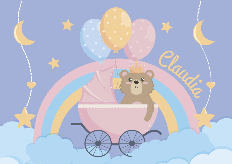 パーソナライズされたクマの赤ちゃんビニールの敷物 - TENSTICKERS