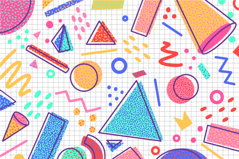 レトロなメンフィススタイルの幾何学的なビニールの敷物 - TENSTICKERS