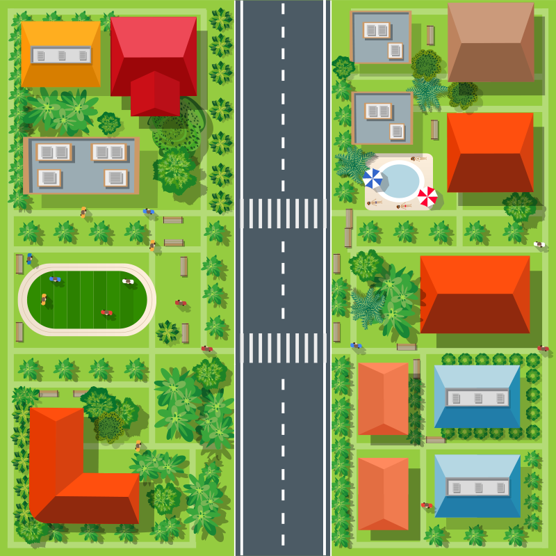 子供 ビニールマット 遊び心のある街並み - TENSTICKERS