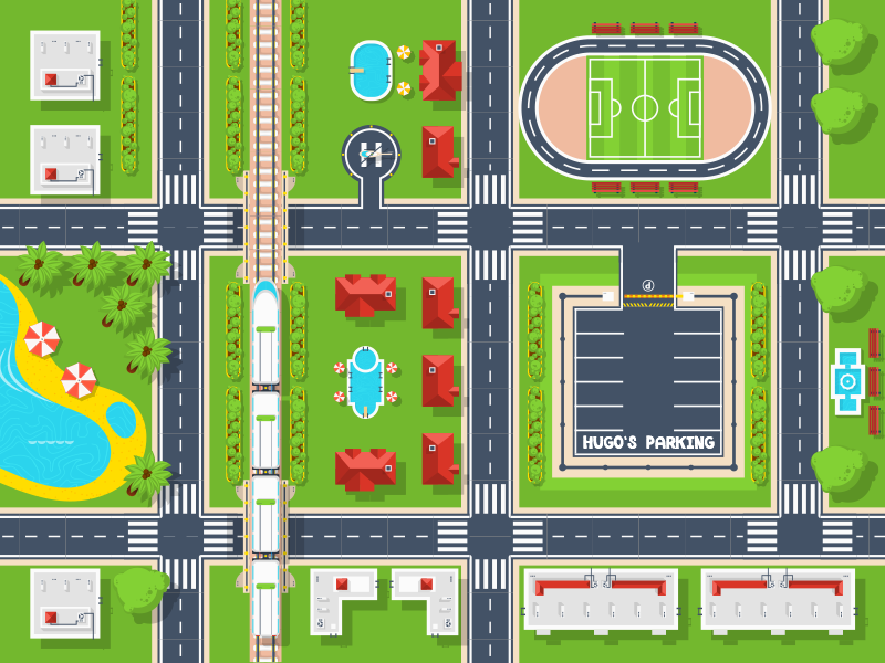 道路 ビニールマット 遊び心のある街並み - TENSTICKERS