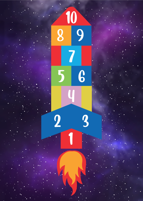 素晴らしいロケット型石けり遊びゲームビニールラグ - TENSTICKERS