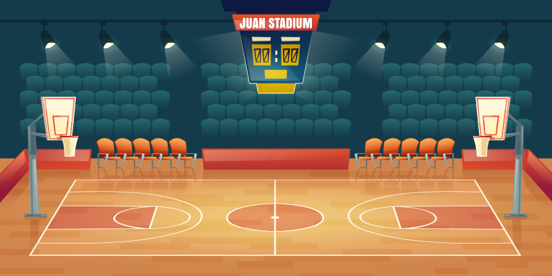 名前が付いているビニールの敷物のバスケットボールコート - TENSTICKERS