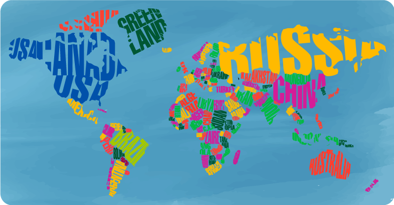 豪華な色の国世界地図ビニール敷物 - TENSTICKERS