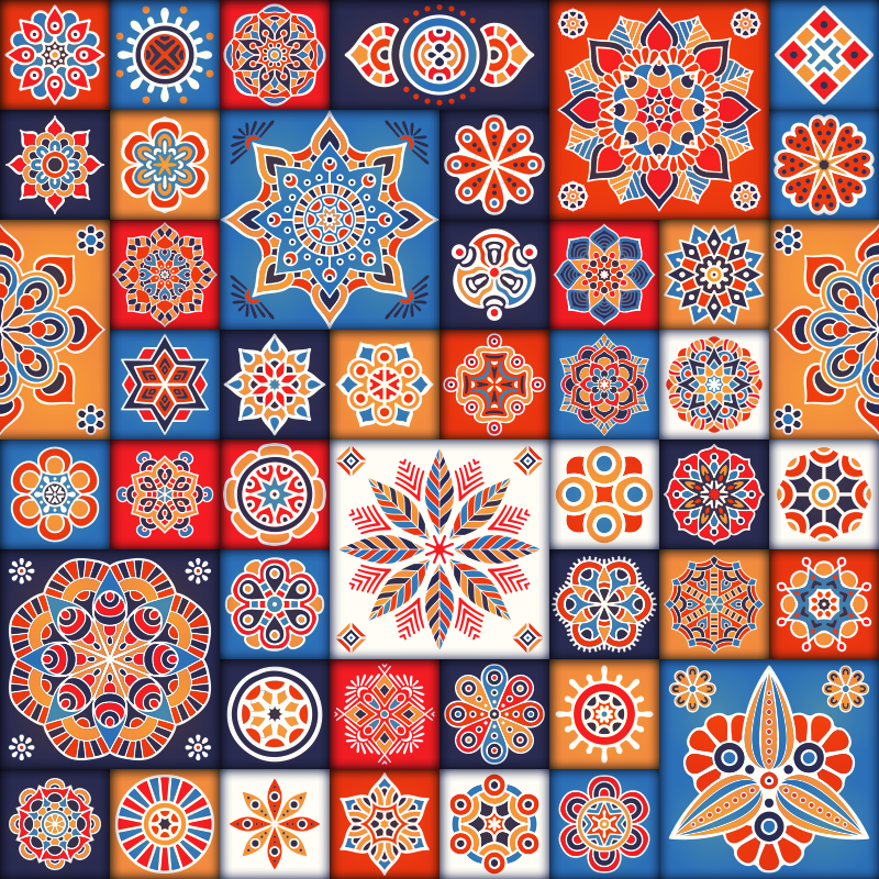 幾何学的な ビニールマット モザイクタイル - TENSTICKERS