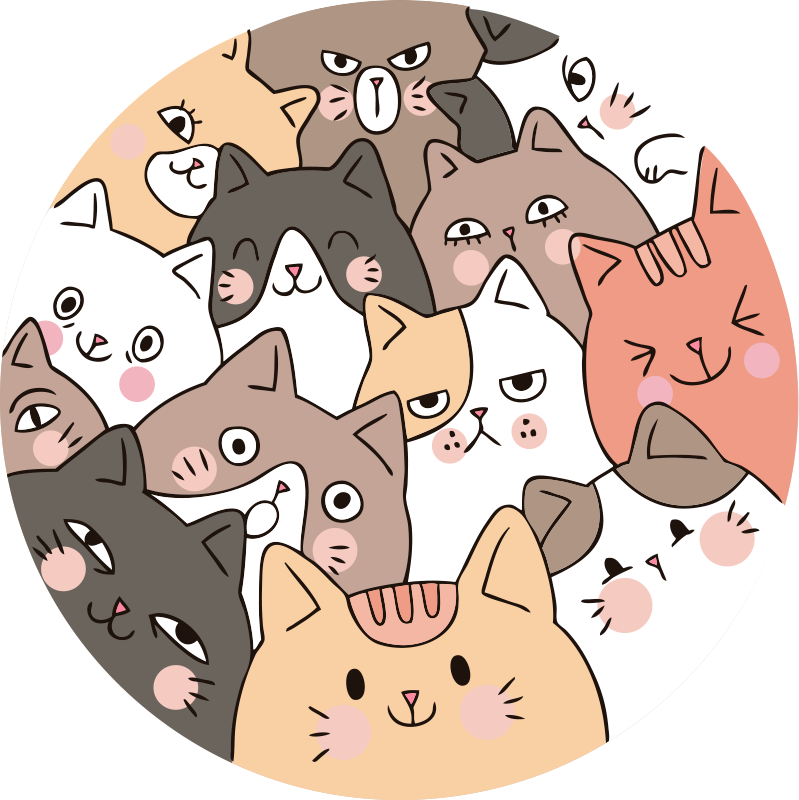 素晴らしいラウンド猫キッズビニールラグ - TENSTICKERS