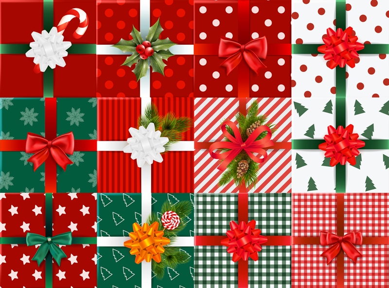 クリスマスの壁画 お祝いギフトのパターン - TENSTICKERS