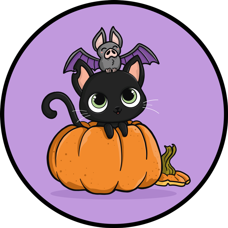 ハロウイン壁画 ハロウィン コウモリ 猫 - TENSTICKERS