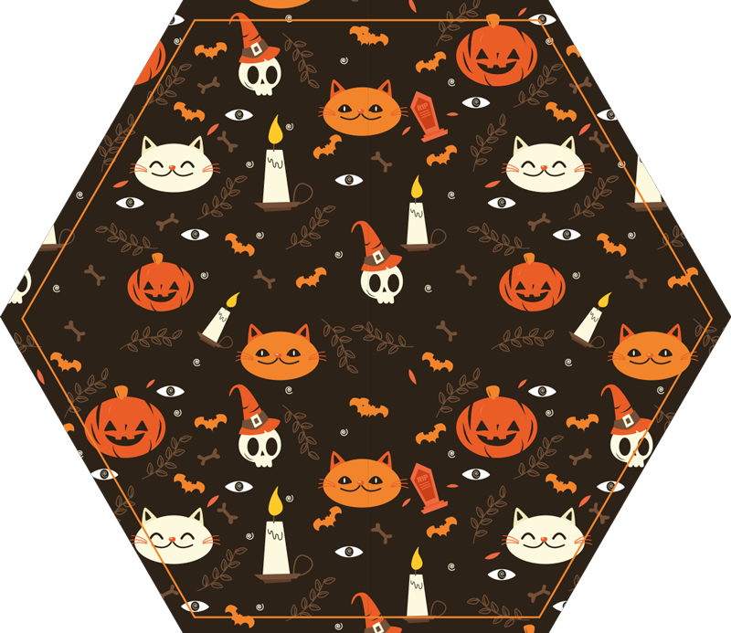 恐ろしいハロウィーンの猫カーペット動物ビニール敷物 - TENSTICKERS