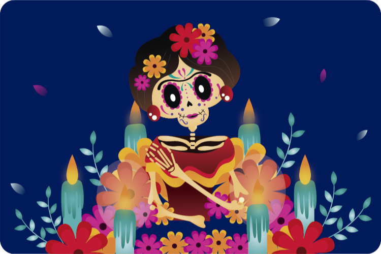 ハロウイン壁画 お祝いの骸骨 - TENSTICKERS