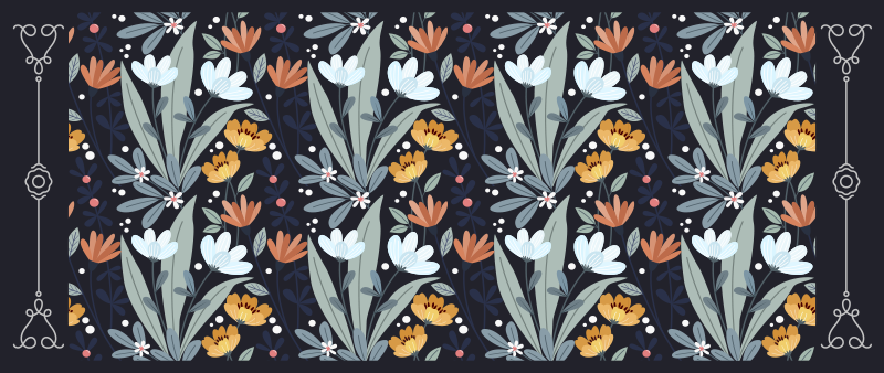 花と植物の壁画 フラワーアレンジメントのパターン - TENSTICKERS