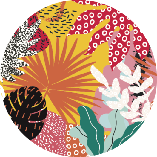 花と植物の壁画 熱帯植物の調和 - TENSTICKERS