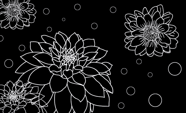 花と植物の壁画 花の輪郭のコントラスト - TENSTICKERS