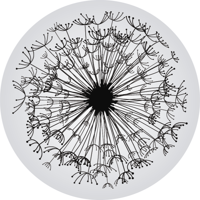 花と植物の壁画 タンポポのシルエット - TENSTICKERS