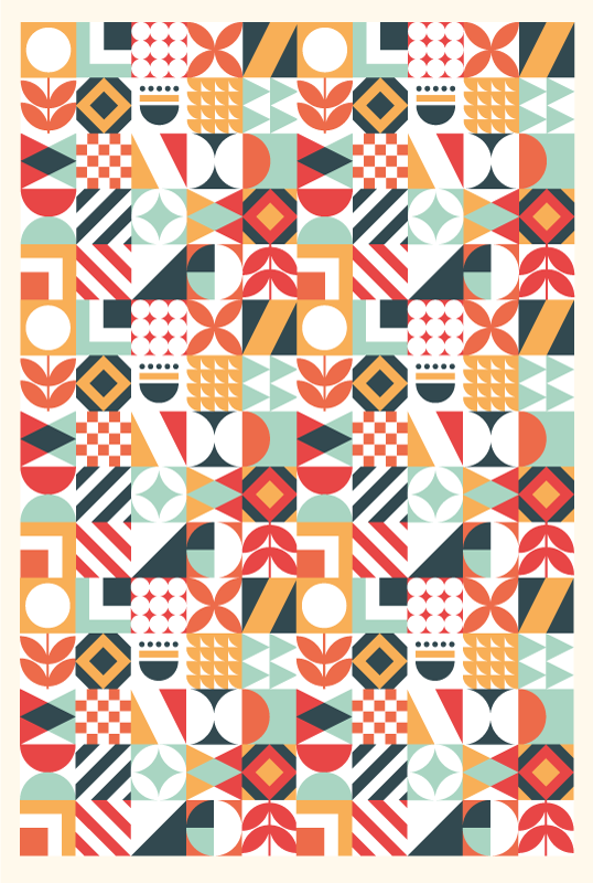 幾何学的な ビニールマット 対称モザイク - TENSTICKERS