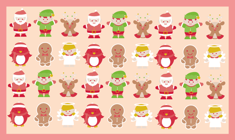 クリスマスの壁画 お祝いのキャラクター - TENSTICKERS