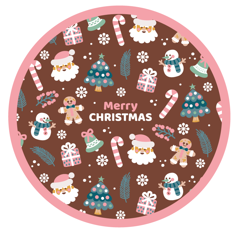 クリスマスの壁画 お祝いの丸い輪 - TENSTICKERS