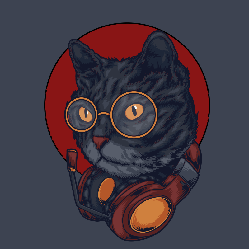 猫の音楽イラスト動物の敷物 - TENSTICKERS