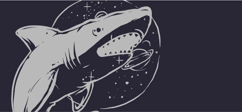 壁画 モアチルドレン 宇宙のサメの空間 - TENSTICKERS