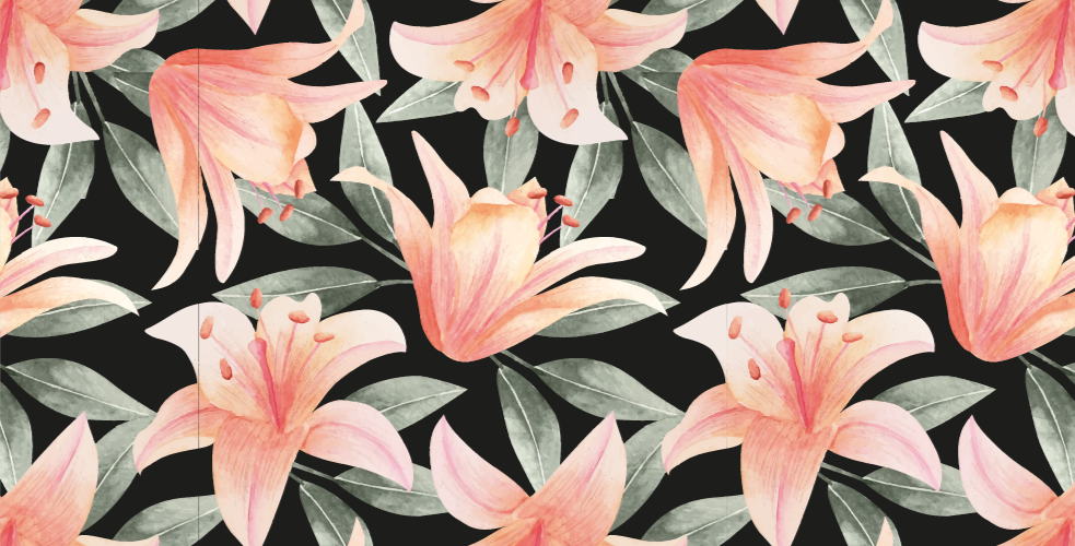 花と植物の壁画 花のそよ風のイメージ - TENSTICKERS