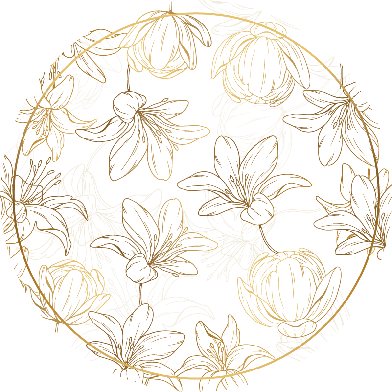 花と植物の壁画 花の円形模様 - TENSTICKERS