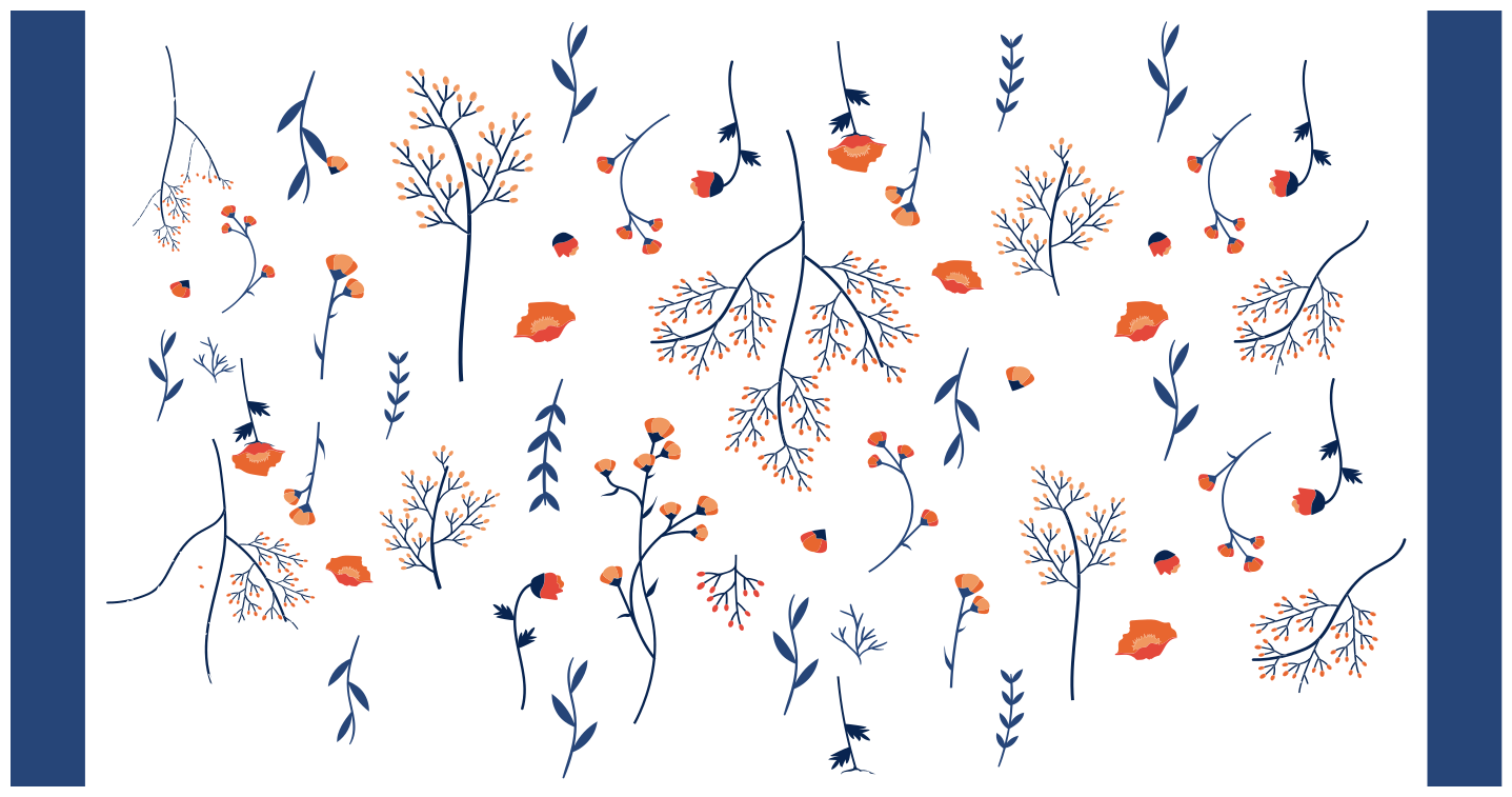 花と植物の壁画 植物の秋のモチーフ - TENSTICKERS