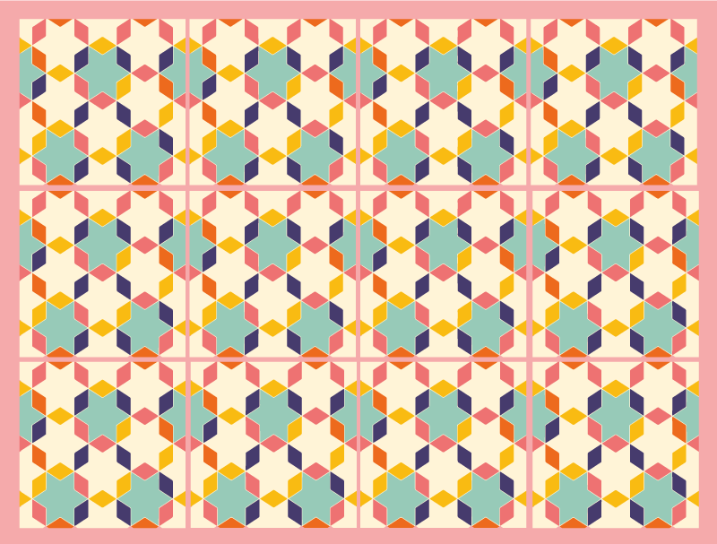 幾何学的な ビニールマット カラフルなモザイク模様 - TENSTICKERS