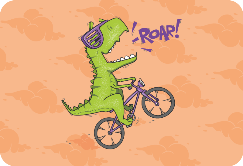 子供 ビニールマット 自転車に乗る恐竜の咆哮 - TENSTICKERS