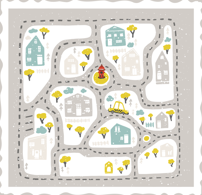道路の敷物と雪に覆われた街の風景 - TENSTICKERS